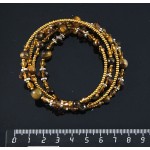 Браслет из тигрового глаза (шарик 8 и 6мм) на струнке с хрусталем и бисером