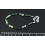 Браслет из яшмы зеленой на застежке, брусок 12х4мм + хрусталь