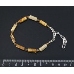 Браслет из яшмы песочной на застежке, брусок 12х4мм + хрусталь