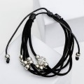Браслет со стразами "Шамбала" 5 нитей, замша, цвет чёрный