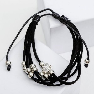 Браслет со стразами "Шамбала" 5 нитей, замша, цвет чёрный