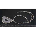 Колье-кулон из агата серого (срез) + шарик 6мм