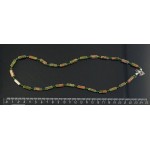 Бусы из унакита, брусок 12х4мм + хрусталь