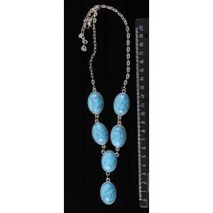 Колье из бирюзы (иск.), "6 овалов", камень 25х18мм
