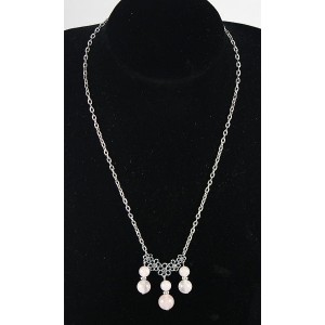 Колье-кулон из кварца розового на цепочке "5 ромашек"