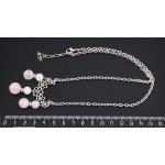 Колье-кулон из кварца розового на цепочке "5 ромашек"