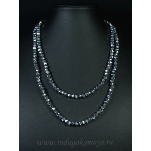 Бусы-браслет на резинке из циркона 6мм цвет пирит, 86см