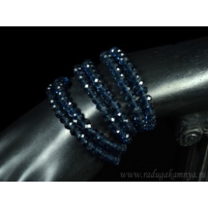 Бусы-браслет на резинке из циркона 6мм цвет сапфир, 90см