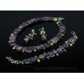 Бусы 46см, браслет 21см, серьги 5см с цирконом плетение цвет 4