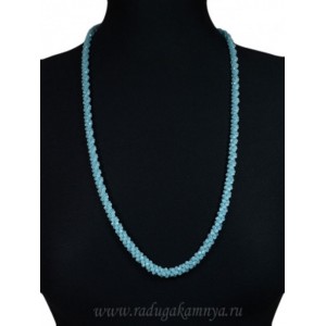 Бусы 75см из циркона жгут цвет голубой.