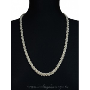 Бусы 75см из циркона жгут цвет крем.