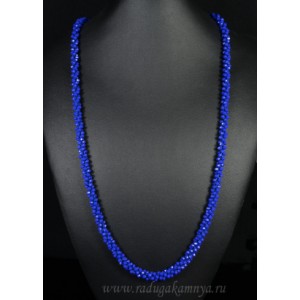 Бусы 75см из циркона жгут цвет синий.