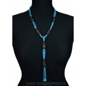 Бусы из циркона " Натали " с подвеской, цвет голубой, 60см. Бусы из циркона " Натали " с подвеской, цвет голубой, 60см.