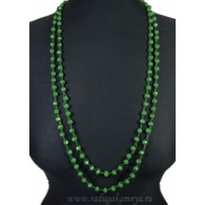 Бусы из циркона 8мм в оплетении, цвет зеленый, 175см