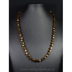 Бусы из циркона кубик 7*7мм цвет бронзовый, 51см