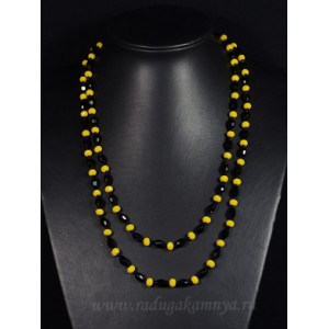 Бусы из циркона рис 6*8мм, кукуруза 6мм черный, желтый, 115см