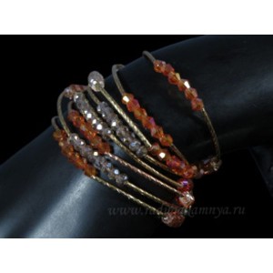 Бусы-браслет из циркона Модель2 цвет оранжевый, 120см