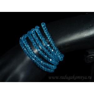 Бусы-браслет на резинке из циркона 4мм голубой, 90см