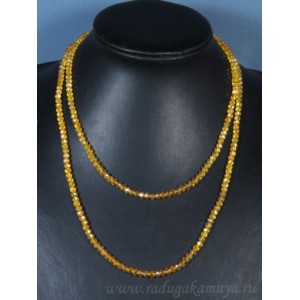 Бусы-браслет на резинке из циркона 4мм желтый, 100см Бусы-браслет на резинке из циркона 4мм желтый, 100см