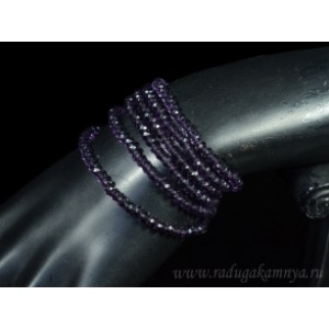 Бусы-браслет на резинке из циркона 4мм сиреневый, 90см