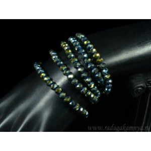 Бусы-браслет на резинке из циркона 6мм золотисто-зеленый, 84см