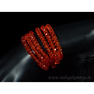 Бусы-браслет на резинке из циркона 6мм оранжевый, 90см