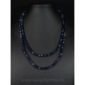 Бусы-браслет на резинке из циркона 6мм черно-синий, 100см