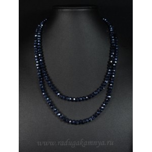 Бусы-браслет на резинке из циркона 6мм черно-синий, 100см