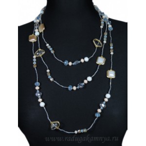 Бусы из циркона с бисером цвет светлый, 200см