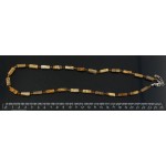 Бусы из яшмы песочной, брусок 12х4мм + хрусталь