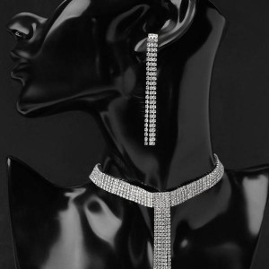 Комплект: серьги, колье "Лёд" дорожка , цвет белый, цвет серебристый