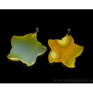 Кулон "Морская звезда" 51*49мм из агата тониров. цвет желтый