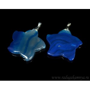 Кулон "Морская звезда" 51*49мм из агата тониров. цвет синий