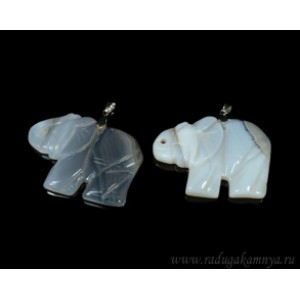 Кулон "Слон-2" 53*37мм из агата бразильского