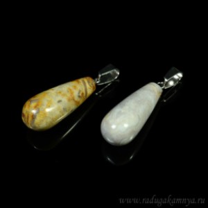 Кулон Капля 10*25мм из агата львиная шкура