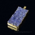 Кулон из агата тонированн. прямоугольник 25*50мм в золотистом обрамлении цвет фиолетовый