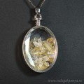 Кулон в металле с крошкой из цитрина (иск.), овал 32*42мм