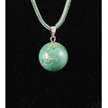Кулон из бирюзы иск., шарик 16мм, цвет зеленый