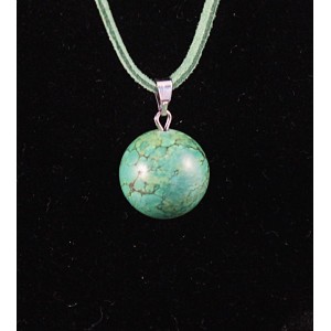 Кулон из бирюзы иск., шарик 16мм, цвет зеленый