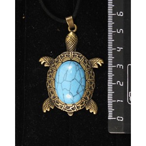 Кулон из бирюзы (иск.), овал 25х18мм, "черепаха" цвет бронза