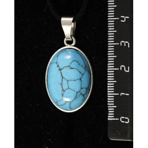 Кулон из бирюзы (иск.), простой овал 25х18мм