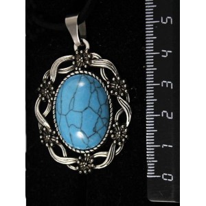 Кулон из бирюзы (иск.), овал 25х18мм, "торжество"