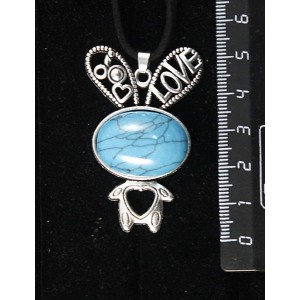 Кулон из бирюзы (иск.), "зайчик", овал 25х18мм