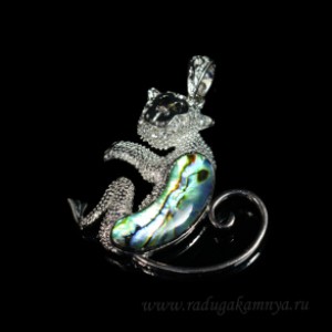 Кулон из перламутра гелиотис обезьянка 45*46мм.