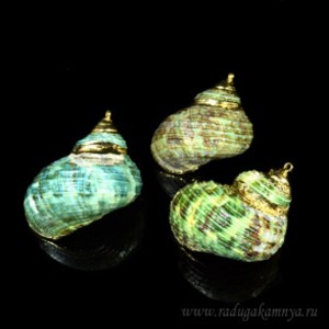 Кулон из перламутра ракушка 28*29мм цвет зеленый