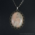 Кулон на цепочке овал 40*50мм с кальцитом винным, 70см