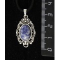 Кулон из лазурита бело-синего, основа "принцесса", овал 14х10мм