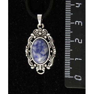 Кулон из лазурита бело-синего, основа "принцесса", овал 14х10мм