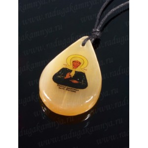 Оберег из селенита, кулон"Матрона",  27*40мм., 15гр