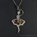 Кулон с турмалином Балерина 19*36мм